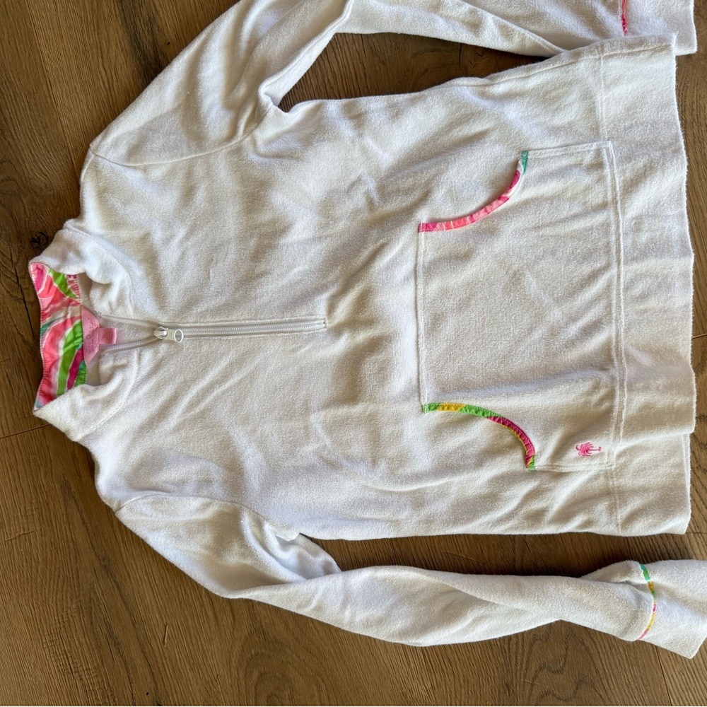 Lilly Pulitzer White Pullover with Pink and Green Trim